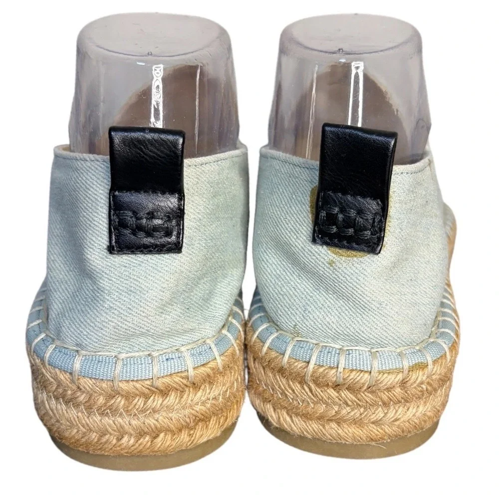 NWOT ASOS Blue Denim Black Cap‎ Toe Espadrille Flat Shoes Women's Size 7